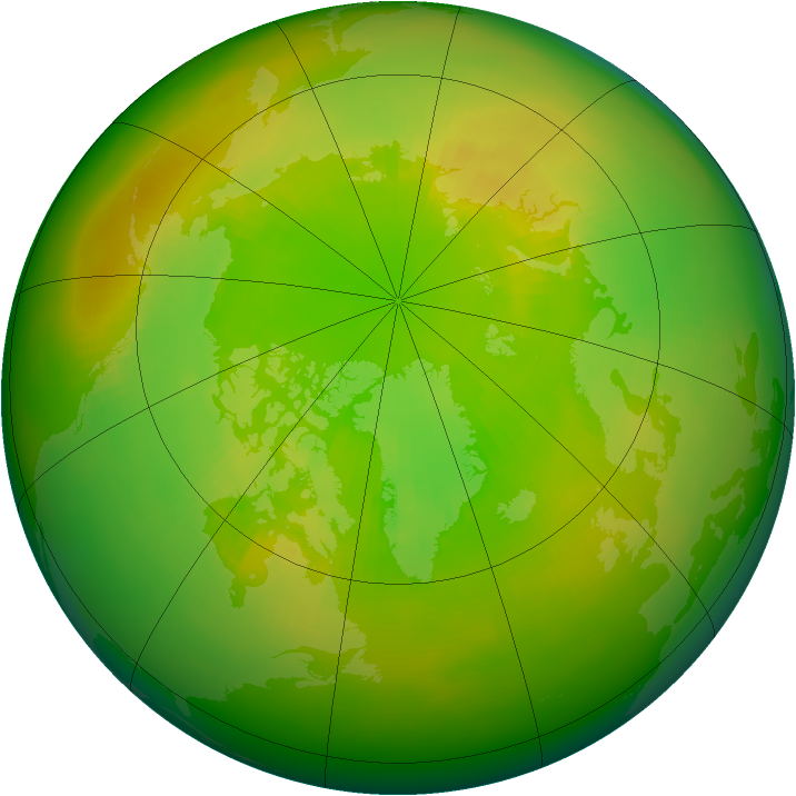 Arctic ozone map for June 1987